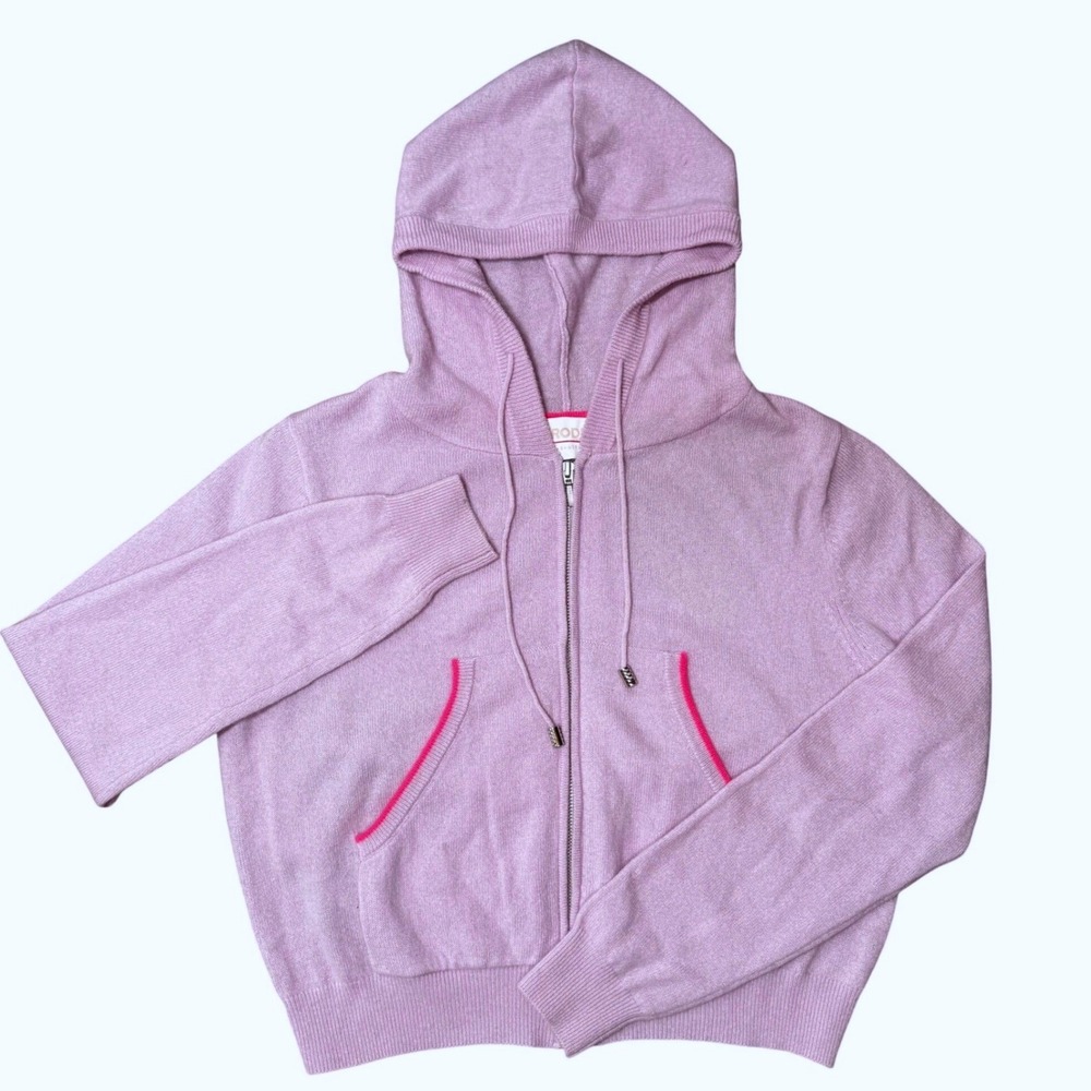 Brodie Cashmere Lilac Purple Silver Heart Zip Up Hoodie Sweater Womens M Luxury - Picture 2 of 10